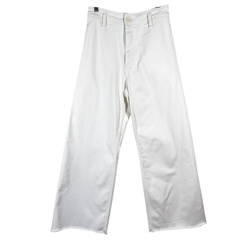 Zara Marine White High-Rise Wide Leg Pants